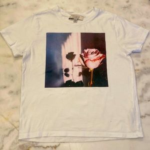Forever 21 white T-shirt with rose design